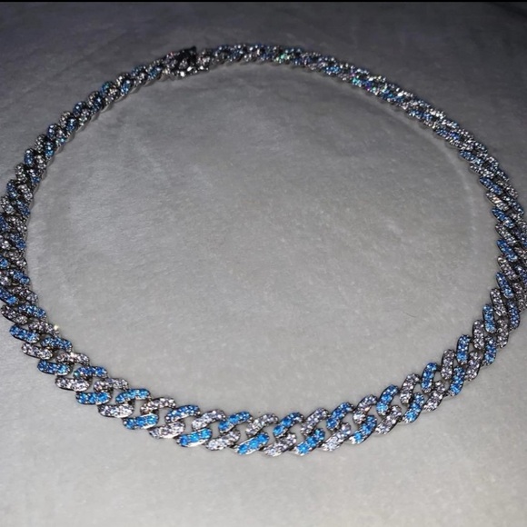 Blue and silver Cuban necklace - Picture 1 of 1